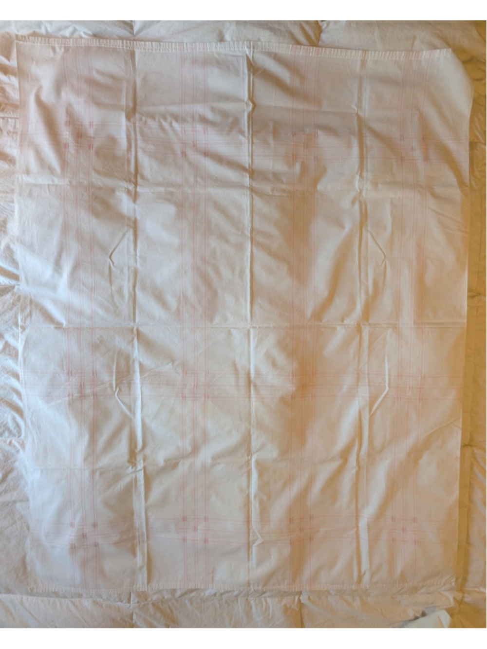 Vintage Tablecloth White Pink Plaid Dining Table Linen 42" x 51"